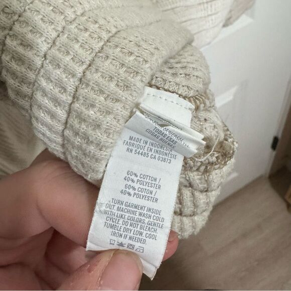 Aerie Cream Waffle Knit Half Zip Pullover Sweater - Picture 5 of 6